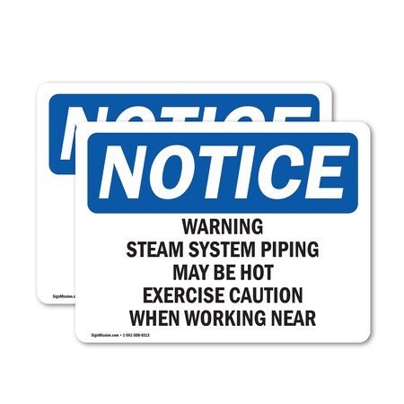 Signmission Hot Surface Sign, 12 in H x 18 in W, Vinyl Decal, Warning Steam System Piping May Be Hot Exercise OS-2PACK-NS-D-1218-L-18920